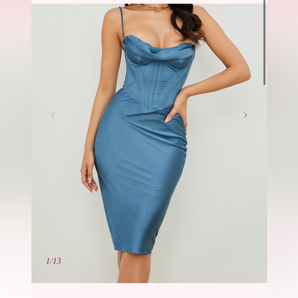 House of CB Blue Sweetheart Bodycon Midi Dress